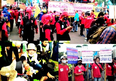 Aksi Demo Ribuan Buruh se-Jabotabek di DPR,  Satu Orang Pingsan