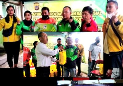 Polda DIY Bagikan Sembako Bagi Driver Ojol Janda