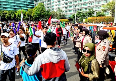 Antisipasi Gangguan Kamtibmas, Ditsamapta PMJ Patroli Sepeda CFD di Bunderan HI