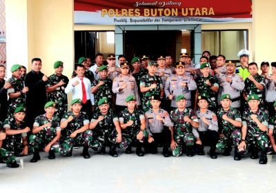 Tingkatkan Soliditas dan Sinergii antara TNI-Polri, Kodim 1429/Butur Bersama Polres Butur Jalin Silaturahmi