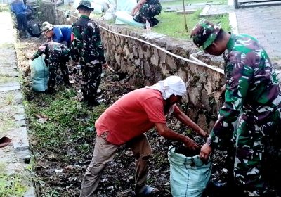 Penanggulangan Banjir Dilakukan Koramil 07/Limo, Kodim 0508/Depok