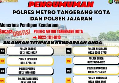 Kapolres Metro Tangerang Kota Buka Layanan Penitipan Kendaraan Gratis