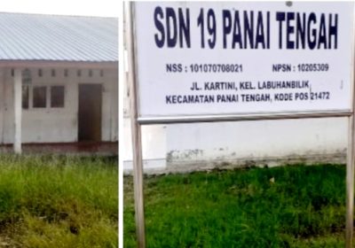 Halaman SDN 19 Panai Tengah Tak Terawat dan Ditumbuhi Rumput