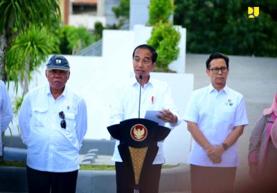 Menteri Basuki Dampingi Presiden Jokowi Resmikan Bendung dan Jaringan Irigasi Gumbasa