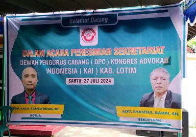 Sekretariat DPC Kongres Advokat Indonesia Kabupaten Lotim Firesmikan