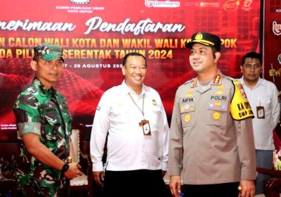 Kapolres Metro Depok dan Dandim 0508 Amankan Pendaftaran Paslon Wali Kota Depok