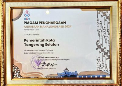 Pemkot Tangsel Raih Penghargaan Nasional Pengelolaan Kinerja Terbaik dari BKN