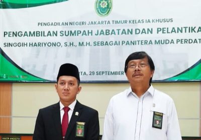 Singgih Haryono Dilantik Menjadi Panmud Perdata PN Jaktim