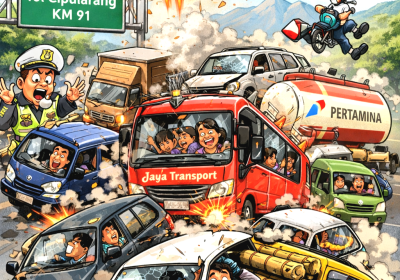 10 Kendaraan Tabrakan Beruntun Tol Cipularang arah Jakarta di KM 93 Dua Orang Tewas