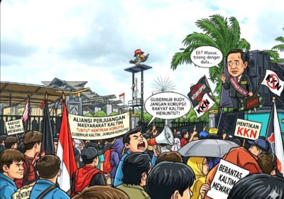 Gubernur Kaltim Rudy Mas’ud Didemo Massa Aliansi Perjuangan Masyarakat Kaltim Tuntut Hentikan Korupsi