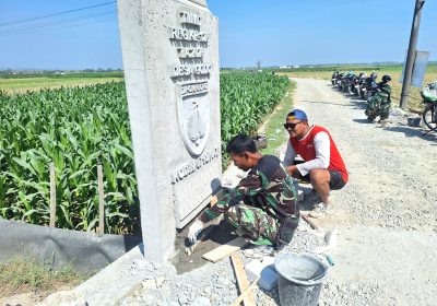 Pembuatan Tugu Prasasti TMMD Reguler 128 Capai 65 Persen