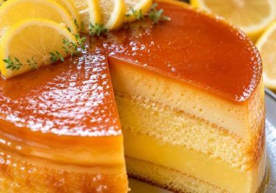 Caramel Custard Lemon Cake