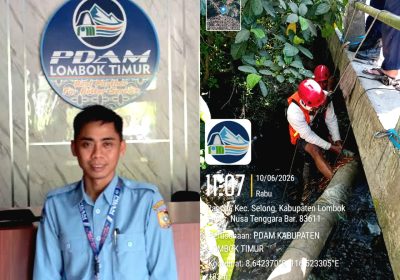 Kebocoran Pipa di Bila Sundung Ditangani Pasokan Air PDAM Masbagik Terdampak Sementara